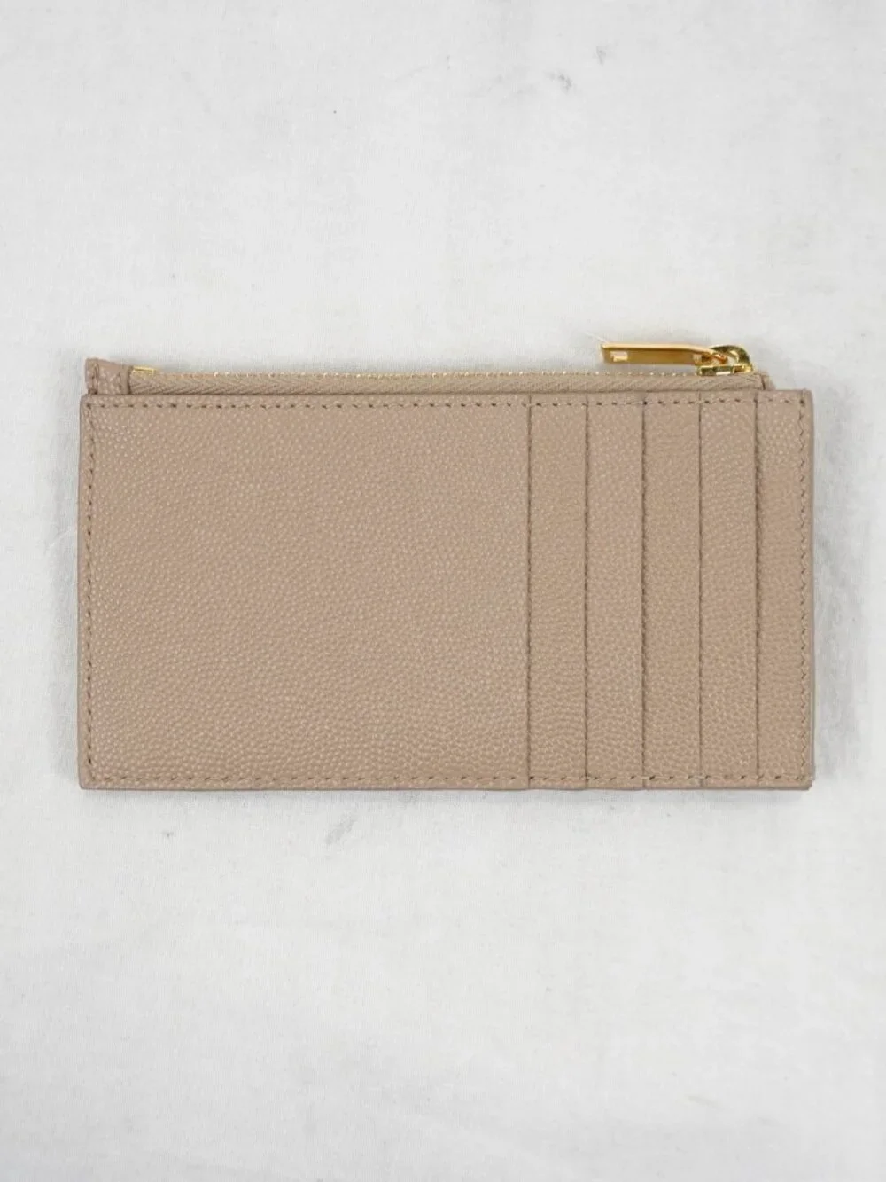 Saint Laurent Cassandre Matelasse Fragments Card Case Wallet In Dark Beige - NWT - Picture 3 of 11